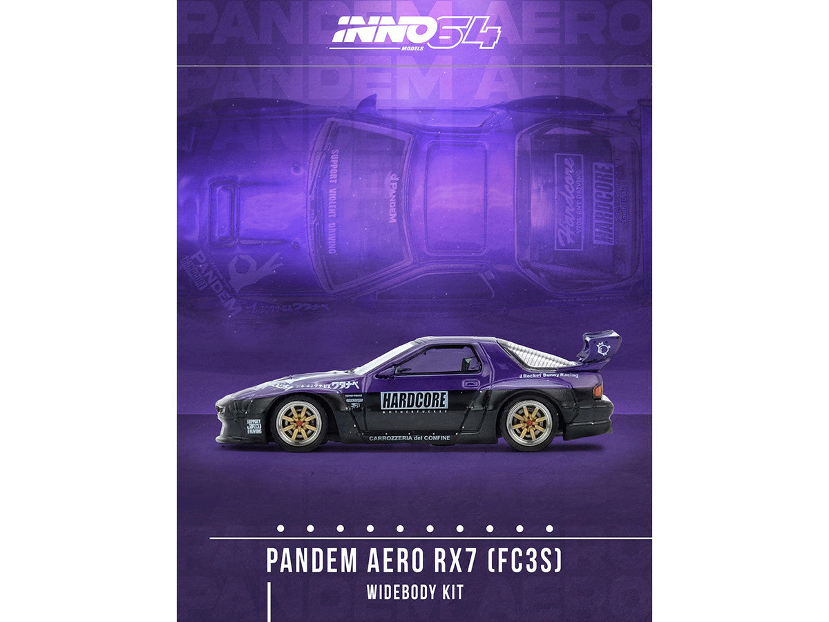 Mazda RX7 FC3S Pandem Rocket Bunny 1/64 Diecast Model Car Purple Black-0