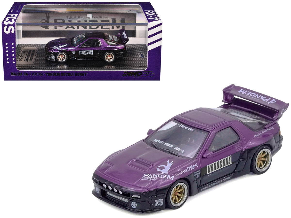 Mazda RX7 FC3S Pandem Rocket Bunny 1/64 Diecast Model Car Purple Black-3