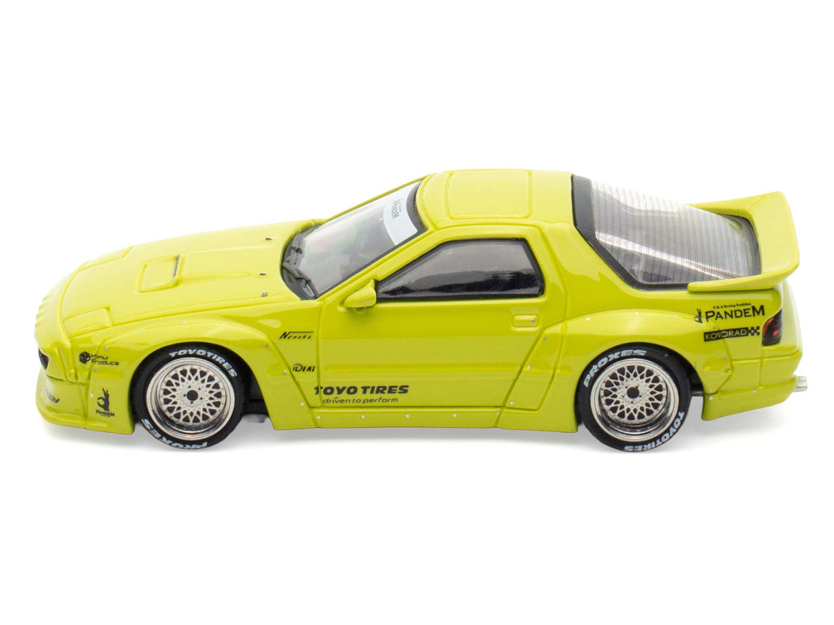 Mazda RX-7 FC3S Pandem Aero RHD Lime Green 1/64 Diecast Model Car-1