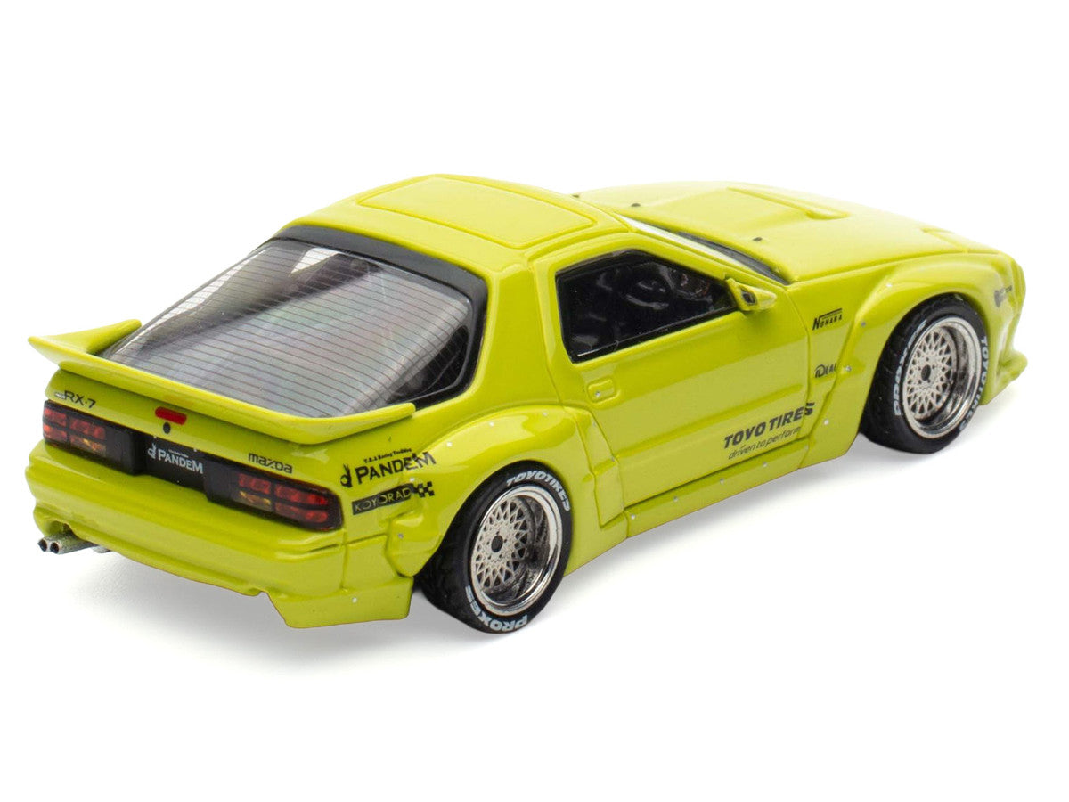Mazda RX-7 FC3S Pandem Aero RHD Lime Green 1/64 Diecast Model Car-3