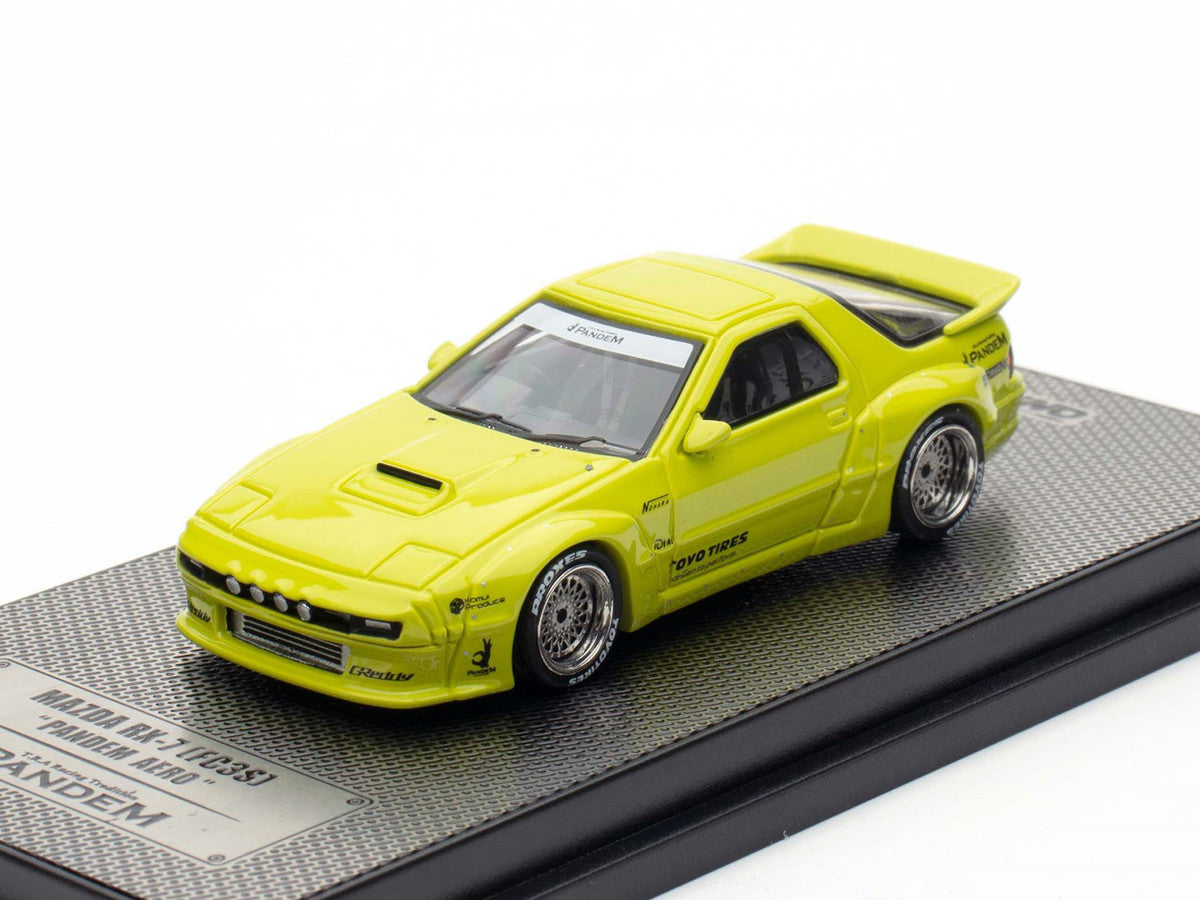 Mazda RX-7 FC3S Pandem Aero RHD Lime Green 1/64 Diecast Model Car-0