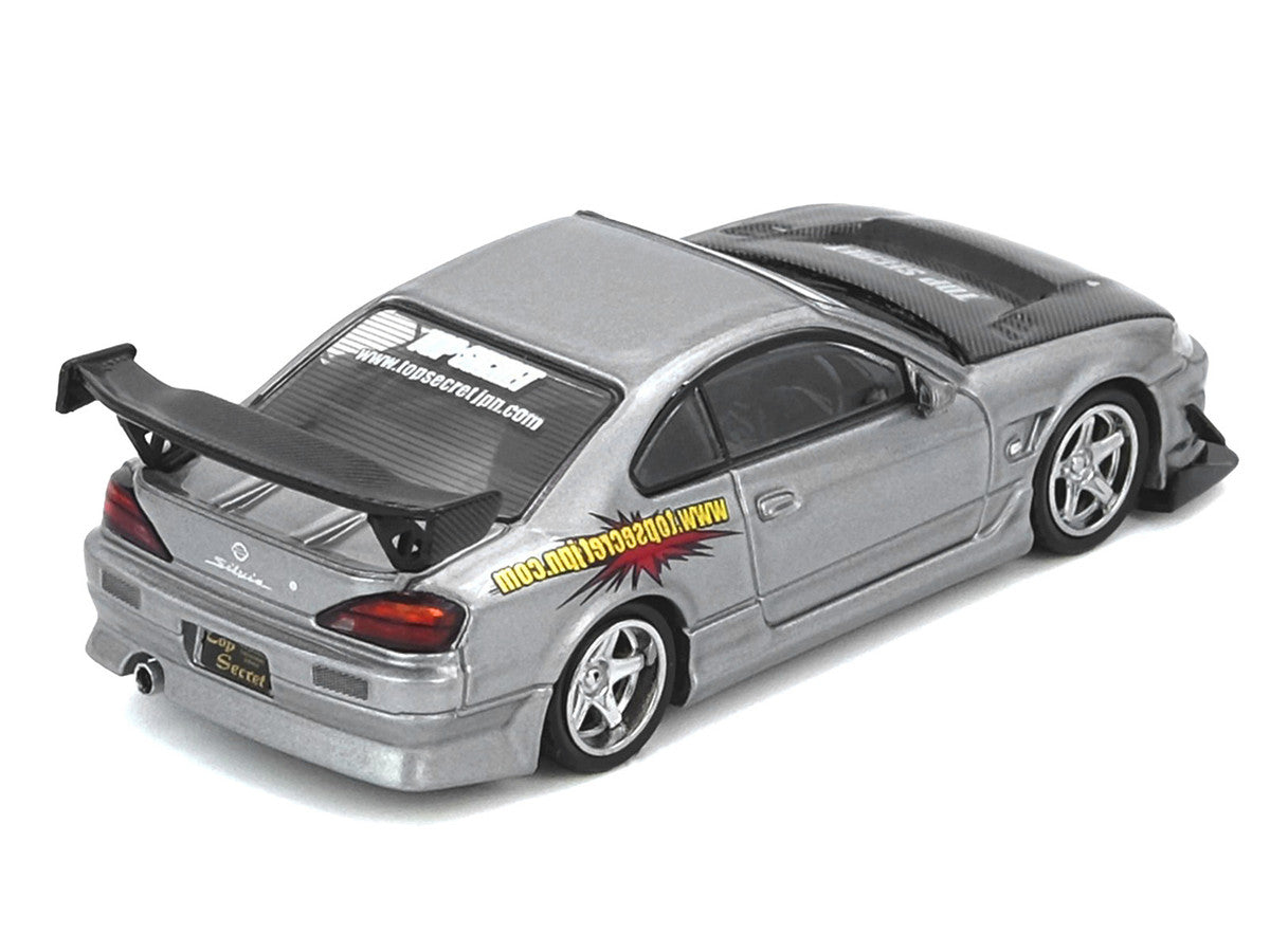 Nissan Top Secret Silvia S15 RHD Silver Carbon Hood 1/64 Diecast Model-2