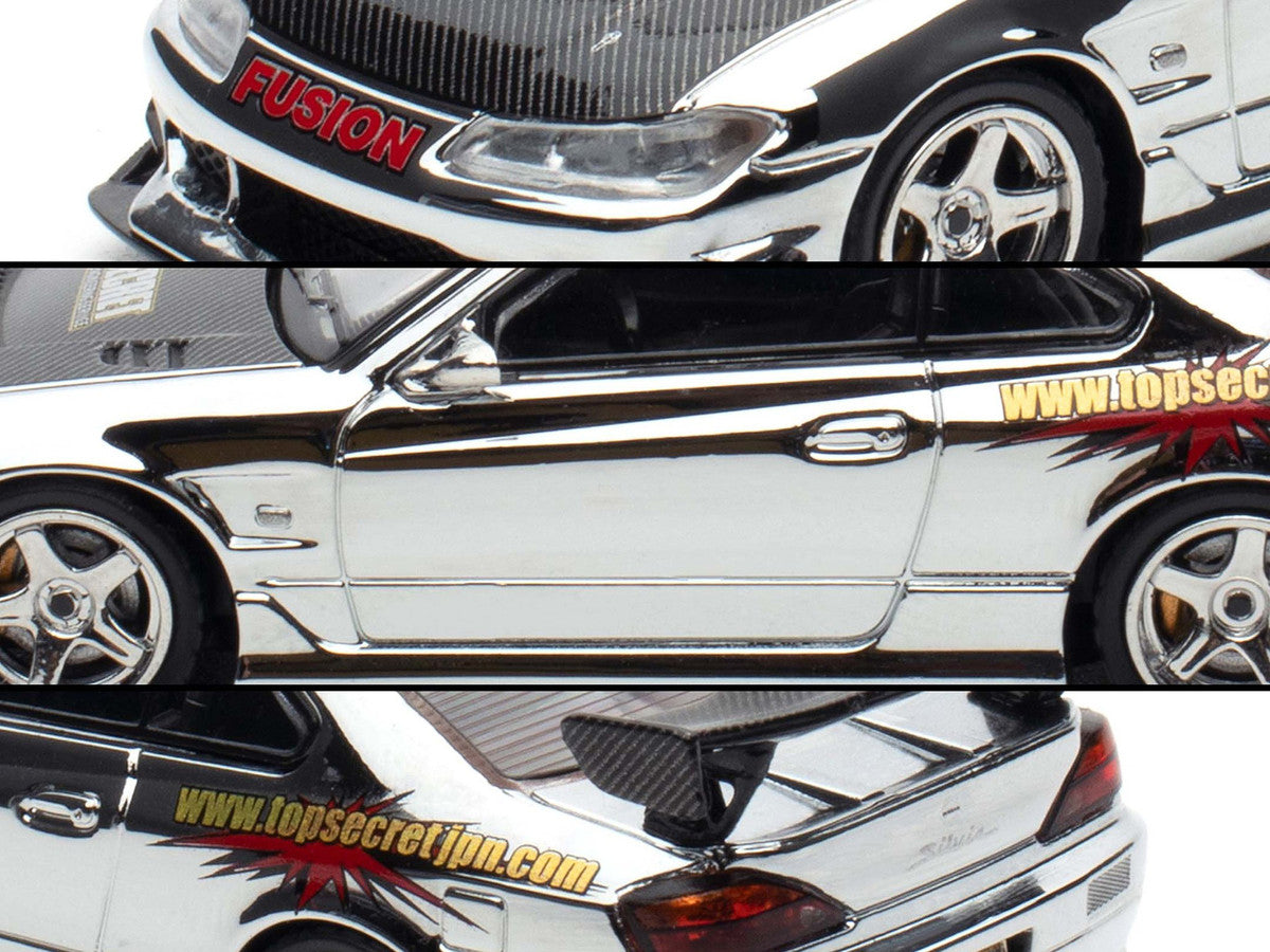 Nissan Top Secret Silvia S15 RHD Chrome Carbon Hood 1/64 Diecast Model-3