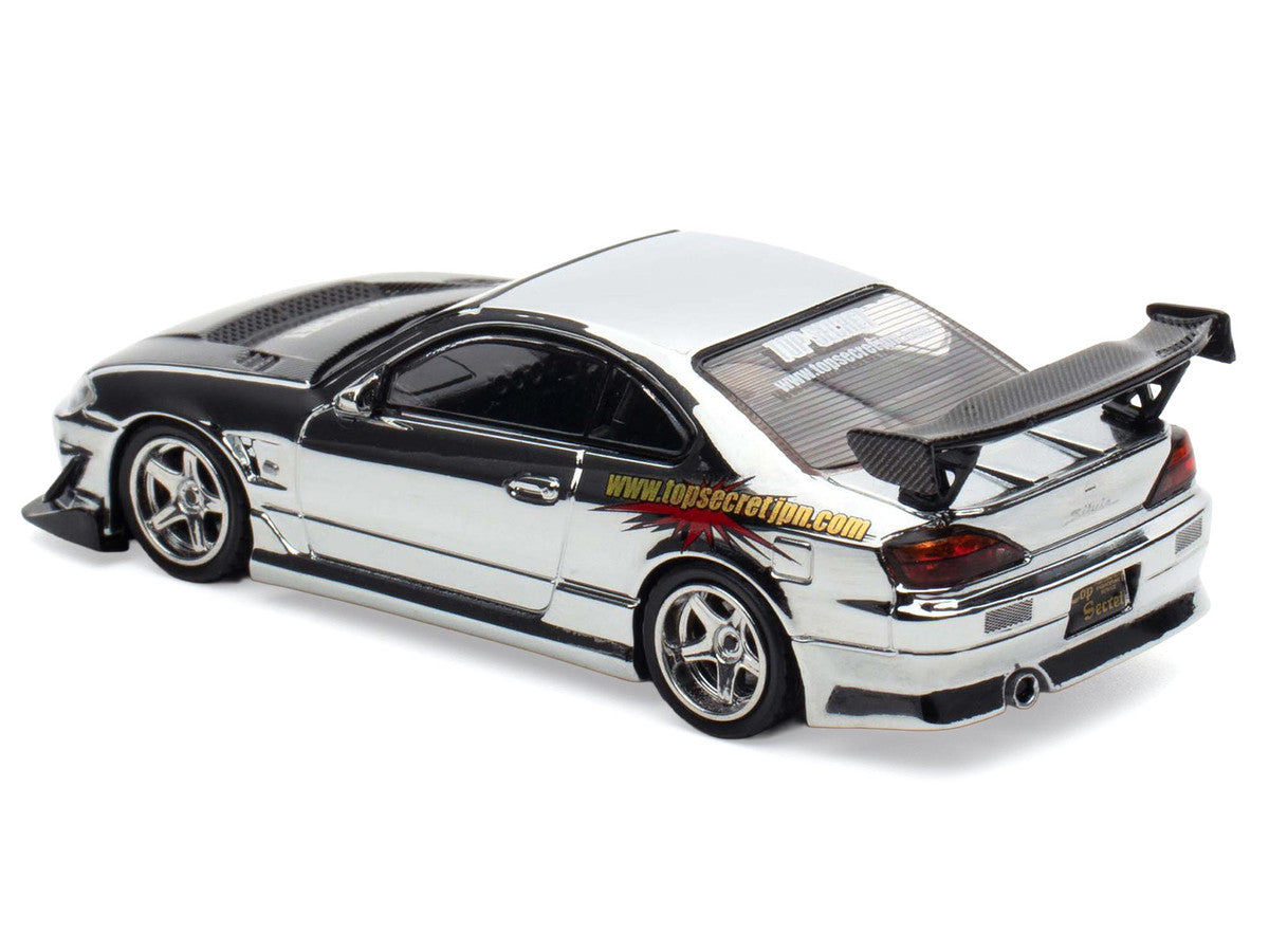 Nissan Top Secret Silvia S15 RHD Chrome Carbon Hood 1/64 Diecast Model-1