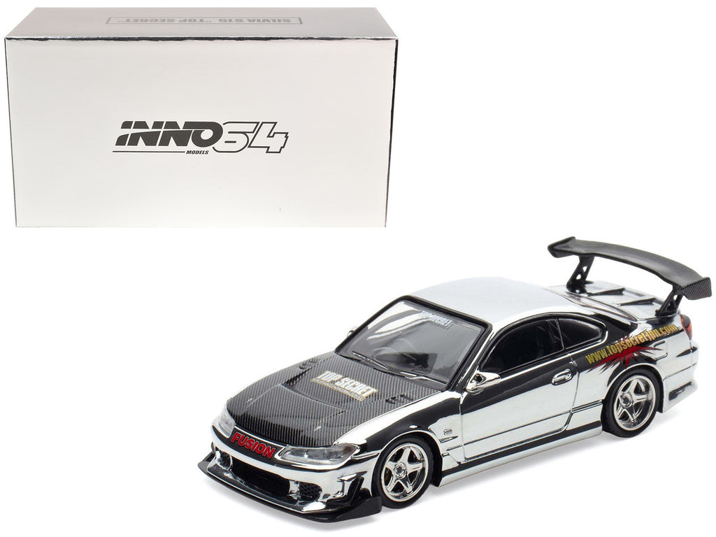 Nissan Top Secret Silvia S15 RHD Chrome Carbon Hood 1/64 Diecast Model-4