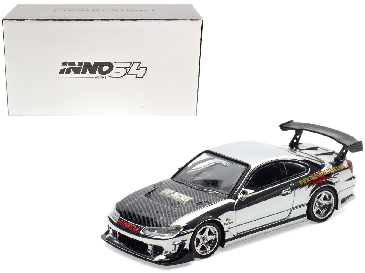 Nissan Top Secret Silvia S15 RHD Chrome Carbon Hood 1/64 Diecast Model-4