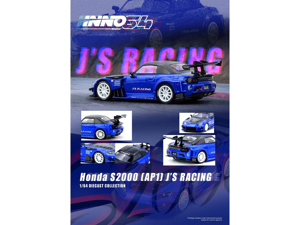 Honda S2000 RHD J's Racing Blue Metallic 1/64 Diecast Model Car-1
