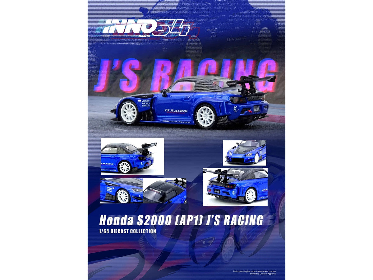 Honda S2000 RHD J's Racing Blue Metallic 1/64 Diecast Model Car-1