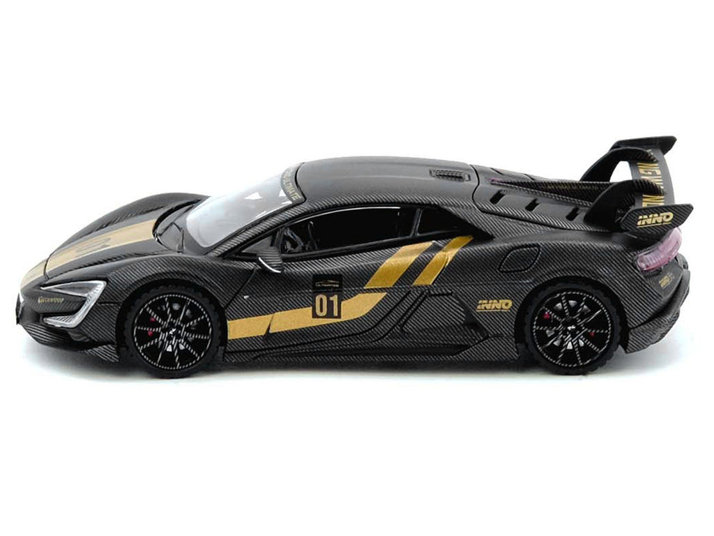 Yangwang U9 #01 Carbon Fiber Gold Stripes 1/64 Diecast Model Car-2