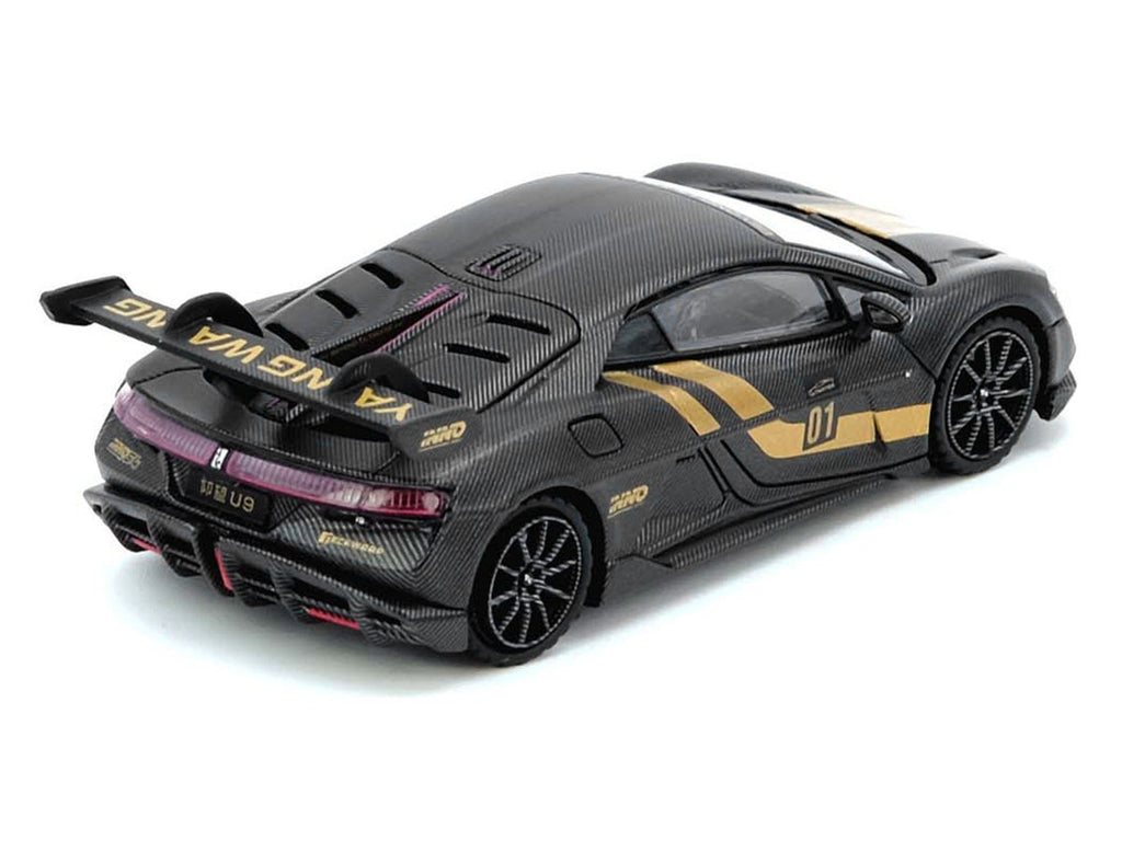 Yangwang U9 #01 Carbon Fiber Gold Stripes 1/64 Diecast Model Car-3