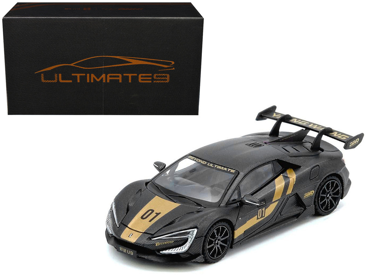 Yangwang U9 #01 Carbon Fiber Gold Stripes 1/64 Diecast Model Car-0