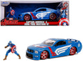 2006 Ford Mustang GT with Captain America Diecast Figurine "Avengers" "Marvel" Series 1/24 Diecast Model Car by Jada-0