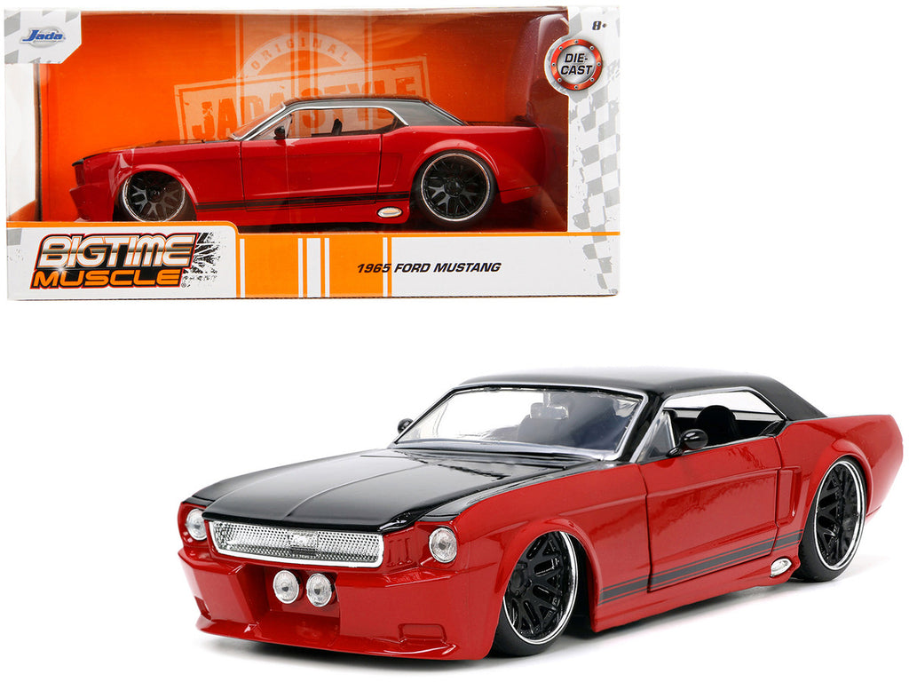1965 Ford Mustang Custom Red and Black "Bigtime Muscle" Series 1/24 Diecast Model Car by Jada-0