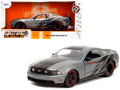 2010 Ford Mustang GT Matt Gray Metallic with Black Graphics and Stripes "Ford Performance" "Bigtime Muscle" Series 1/24 Diecast Model Car by Jada-0