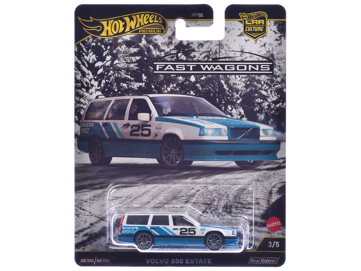 Volvo 850 Estate Wagon #25 Blue and White "Fast Wagons" Series Diecast Model Car by Hot Wheels-2