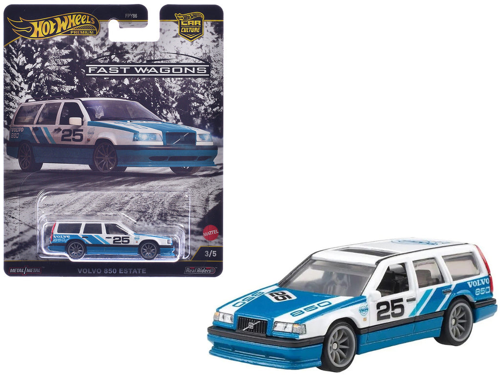 Volvo 850 Estate Wagon #25 Blue and White "Fast Wagons" Series Diecast Model Car by Hot Wheels-0