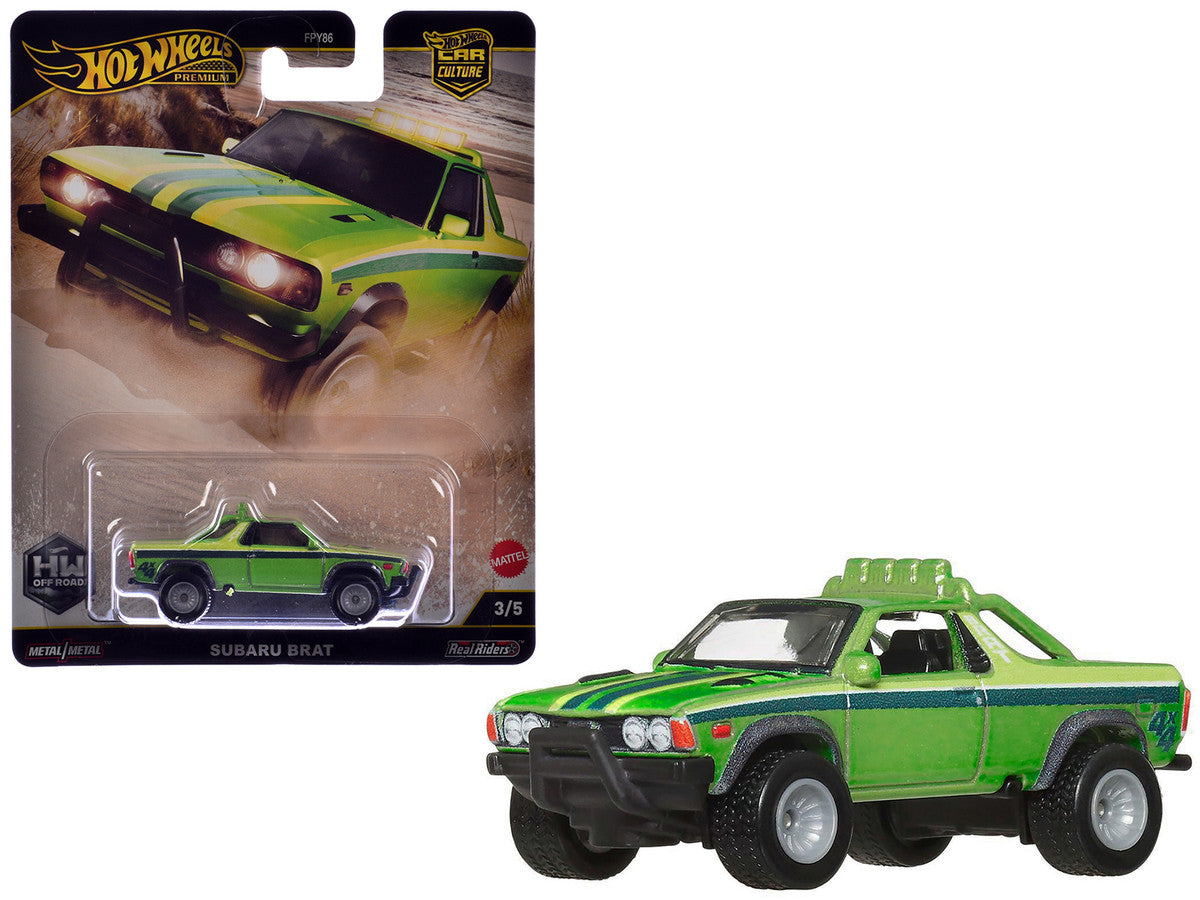 Subaru BRAT Utility Truck Green Metallic with Stripes "HW Off Road" Series Diecast Model Car by Hot Wheels-0