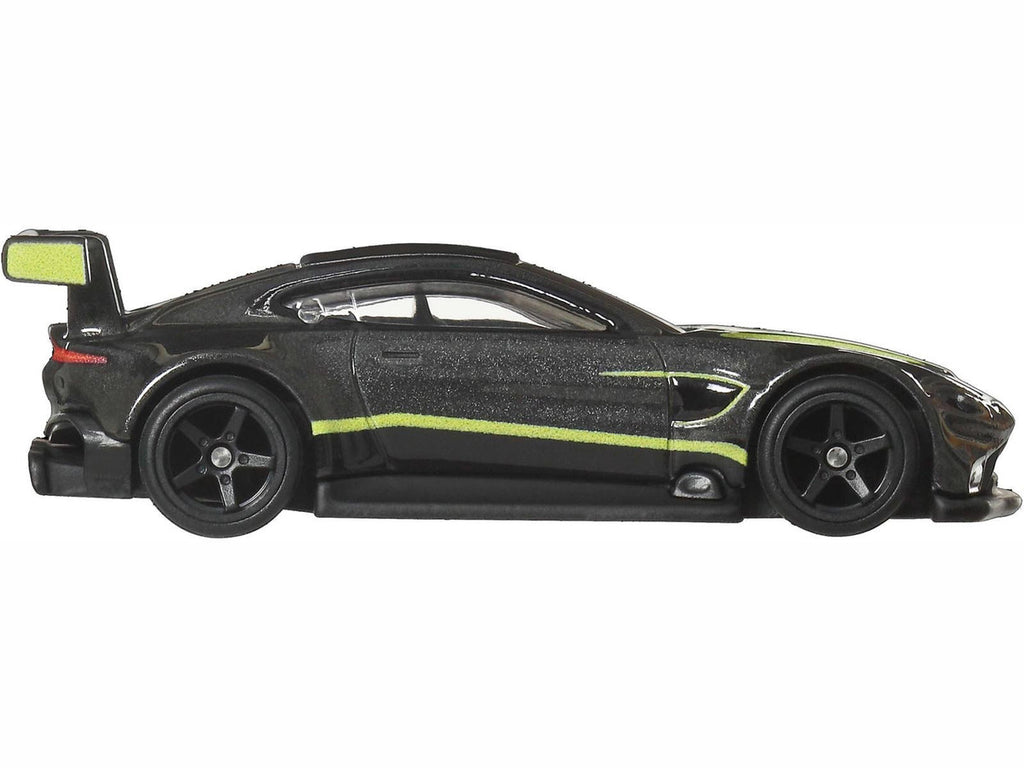Aston Martin Vantage GTE Dark Gray Metallic with Lime Green Stripes "Euro Speed" Series Diecast Model Car by Hot Wheels-0