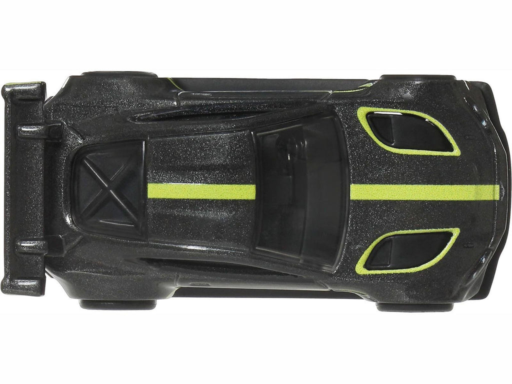 Aston Martin Vantage GTE Dark Gray Metallic with Lime Green Stripes "Euro Speed" Series Diecast Model Car by Hot Wheels-2