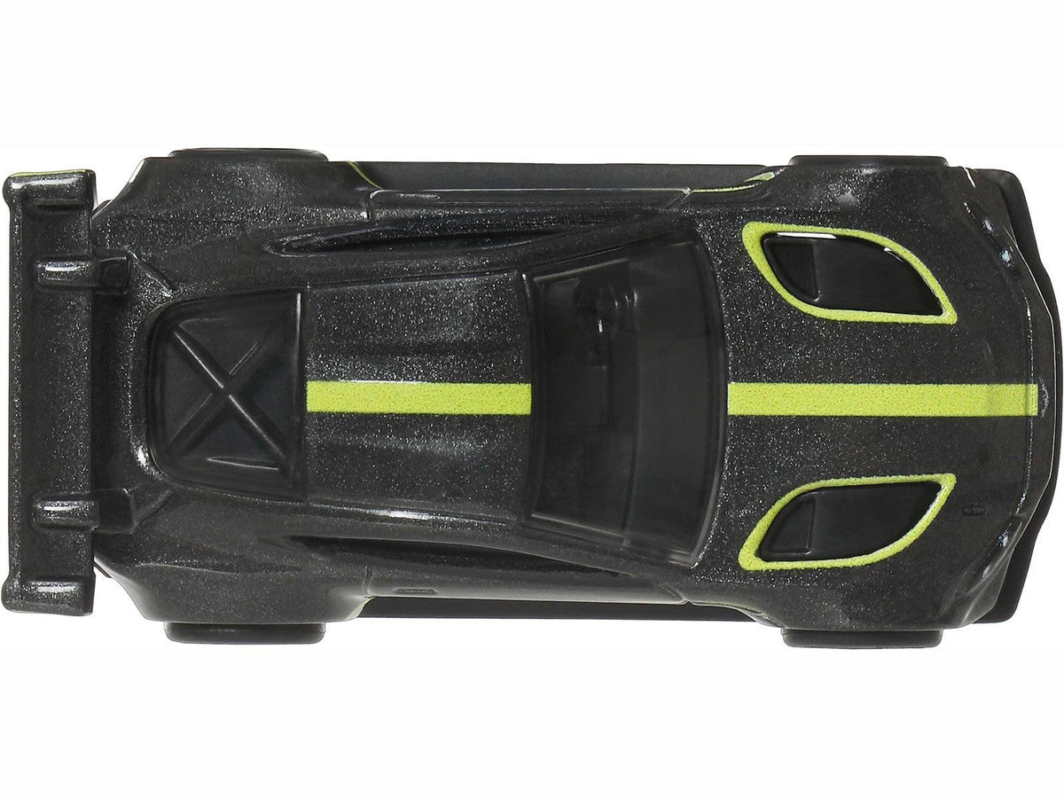 Aston Martin Vantage GTE Dark Gray Metallic with Lime Green Stripes "Euro Speed" Series Diecast Model Car by Hot Wheels-2