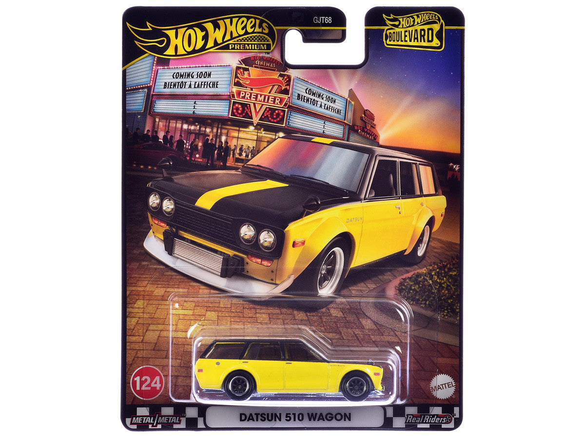 Datsun 510 Wagon Yellow and Black "Boulevard" Series Diecast Model Car by Hot Wheels-2