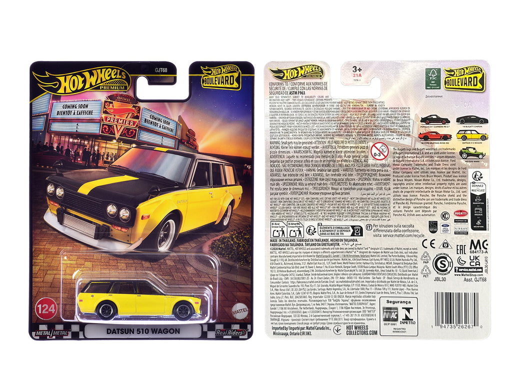 Datsun 510 Wagon Yellow and Black "Boulevard" Series Diecast Model Car by Hot Wheels-1