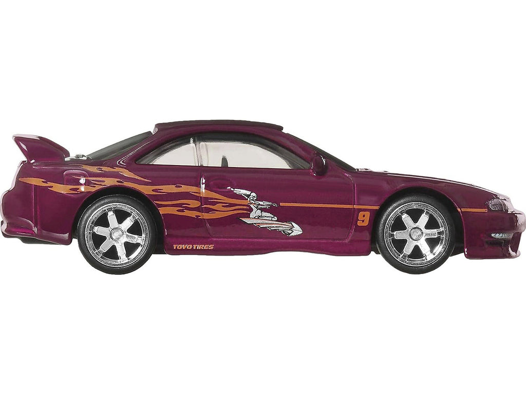 Nissan 240SX (S14) RHD (Right Hand Drive) Maroon with Graphics "The Fast and the Furious" (2001) Movie "Fast & Furious" Series Diecast Model Car by Hot Wheels-0