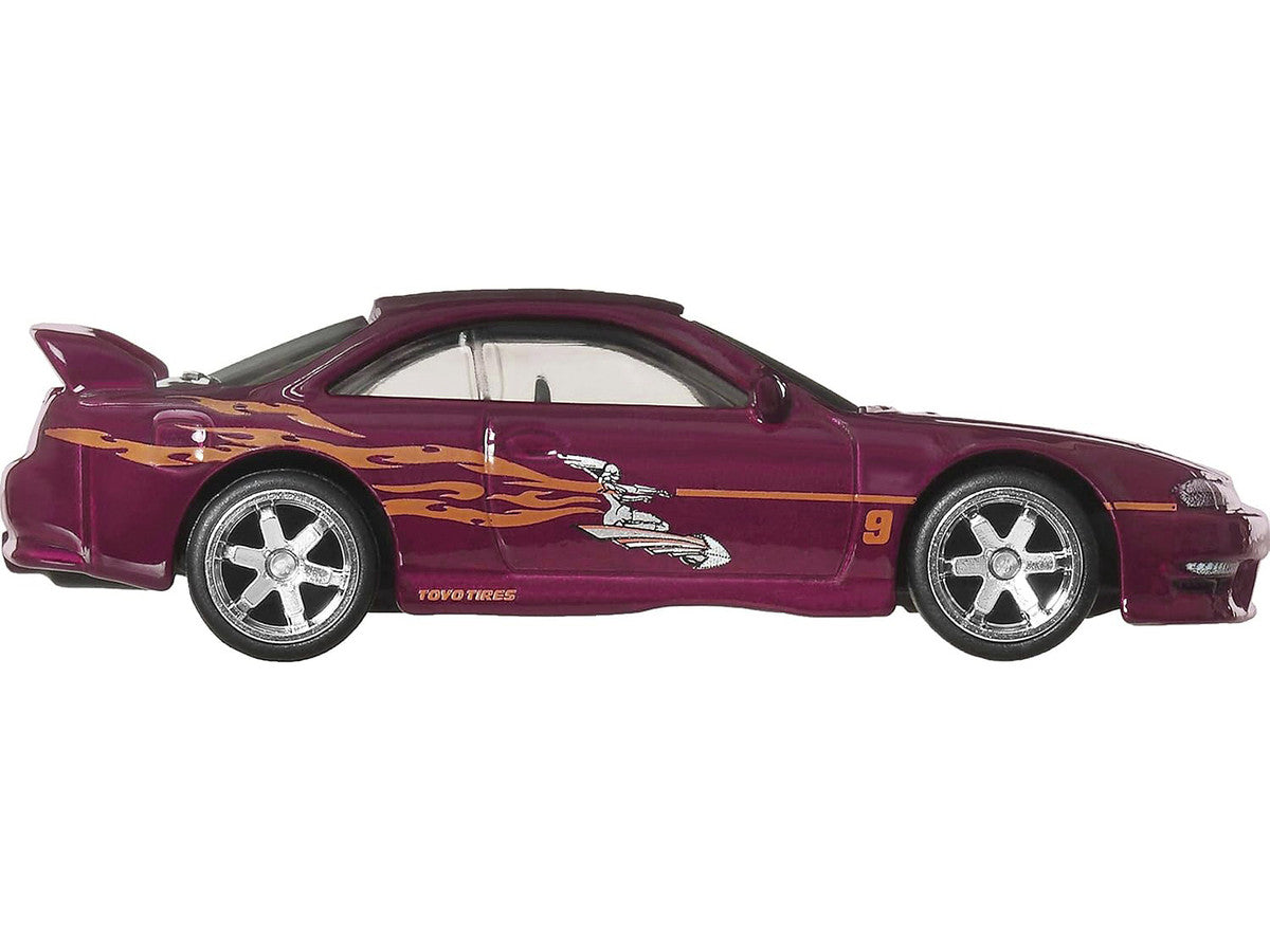 Nissan 240SX (S14) RHD (Right Hand Drive) Maroon with Graphics "The Fast and the Furious" (2001) Movie "Fast & Furious" Series Diecast Model Car by Hot Wheels-0