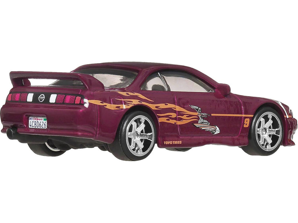 Nissan 240SX (S14) RHD (Right Hand Drive) Maroon with Graphics "The Fast and the Furious" (2001) Movie "Fast & Furious" Series Diecast Model Car by Hot Wheels-1