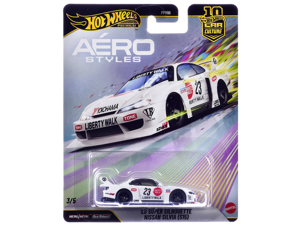 Nissan Silvia (S15) LB Super Silhouette RHD (Right Hand Drive) #23 White with Graphics "Aero Styles" Series Diecast Model Car by Hot Wheels-2