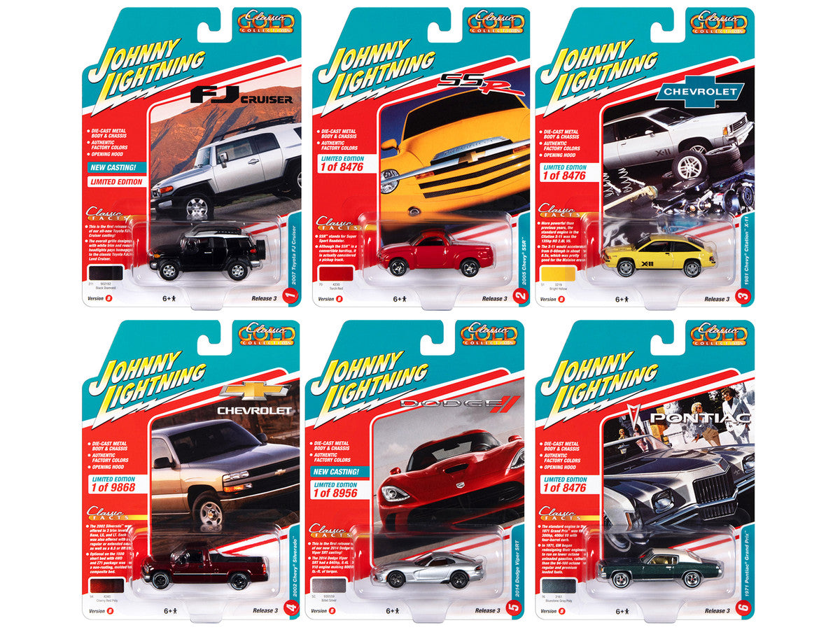 "Classic Gold Collection" 2022 Set B of 6 Cars Release 3 1/64 Diecast Model Cars by Johnny Lightning-0