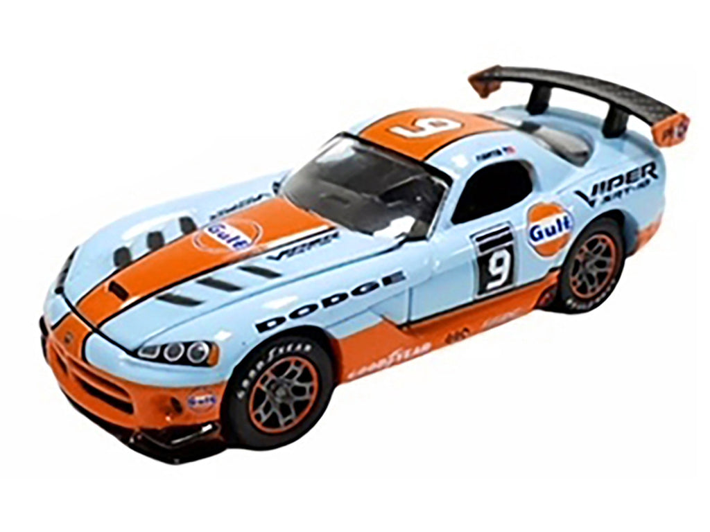 2008 Dodge Viper SRT10 #9 "Gulf Oil" Light Blue and Orange Limited Edition to 2496 pieces Worldwide 1/64 Diecast Model Car by Johnny Lightning-1