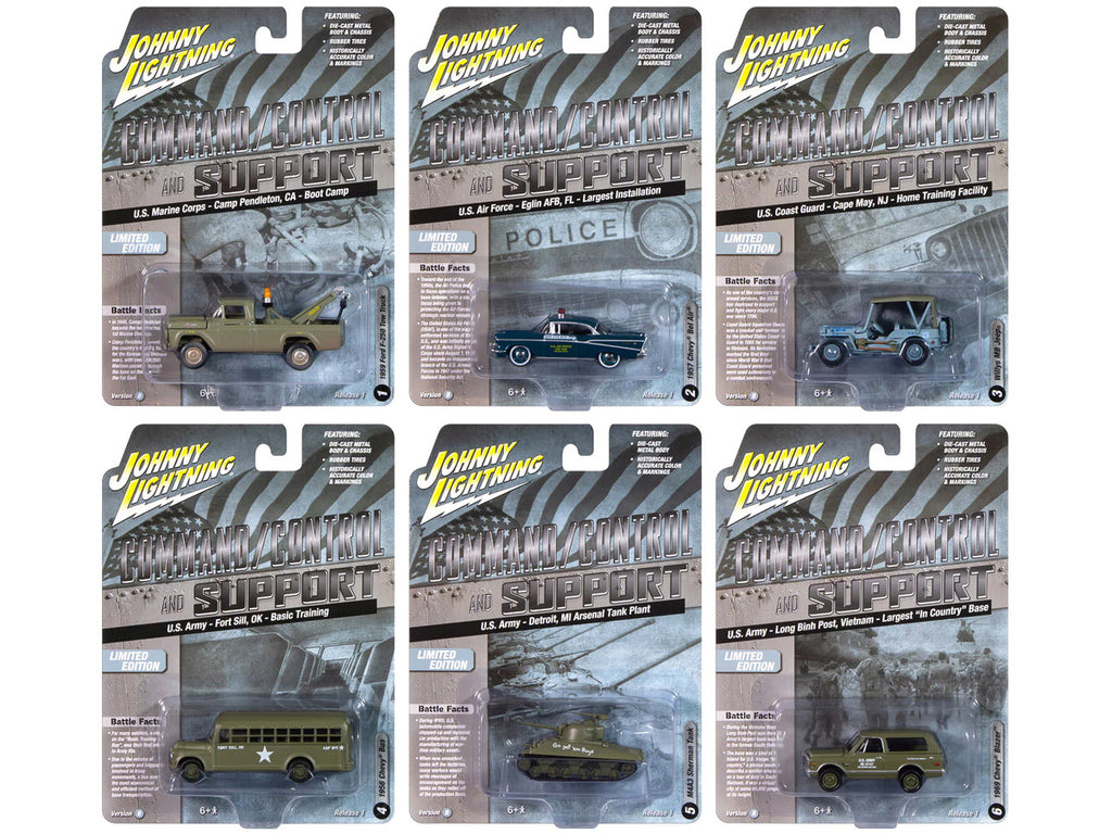 "Military" Set B of 6 pieces 2024 Release 2 Limited Edition Diecast Models by Johnny Lightning-0