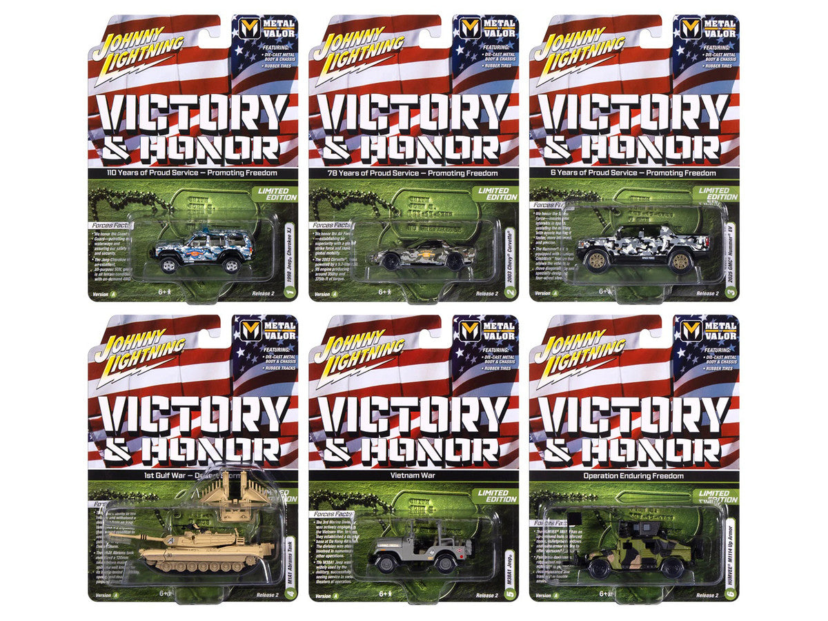 "Military" Set A of 6 pieces 2025 Release 2 Limited Edition 1/64 Diecast Model Cars by Johnny Lightning-0