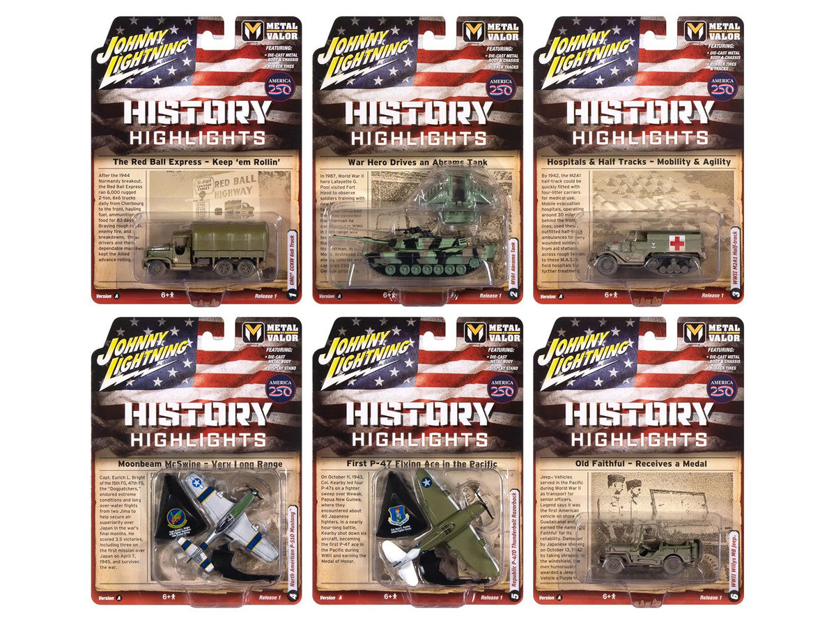 "Military" Set A of 6 pieces 2026 Release 1 Limited Edition 1/64 Diecast Model Cars by Johnny Lightning-0