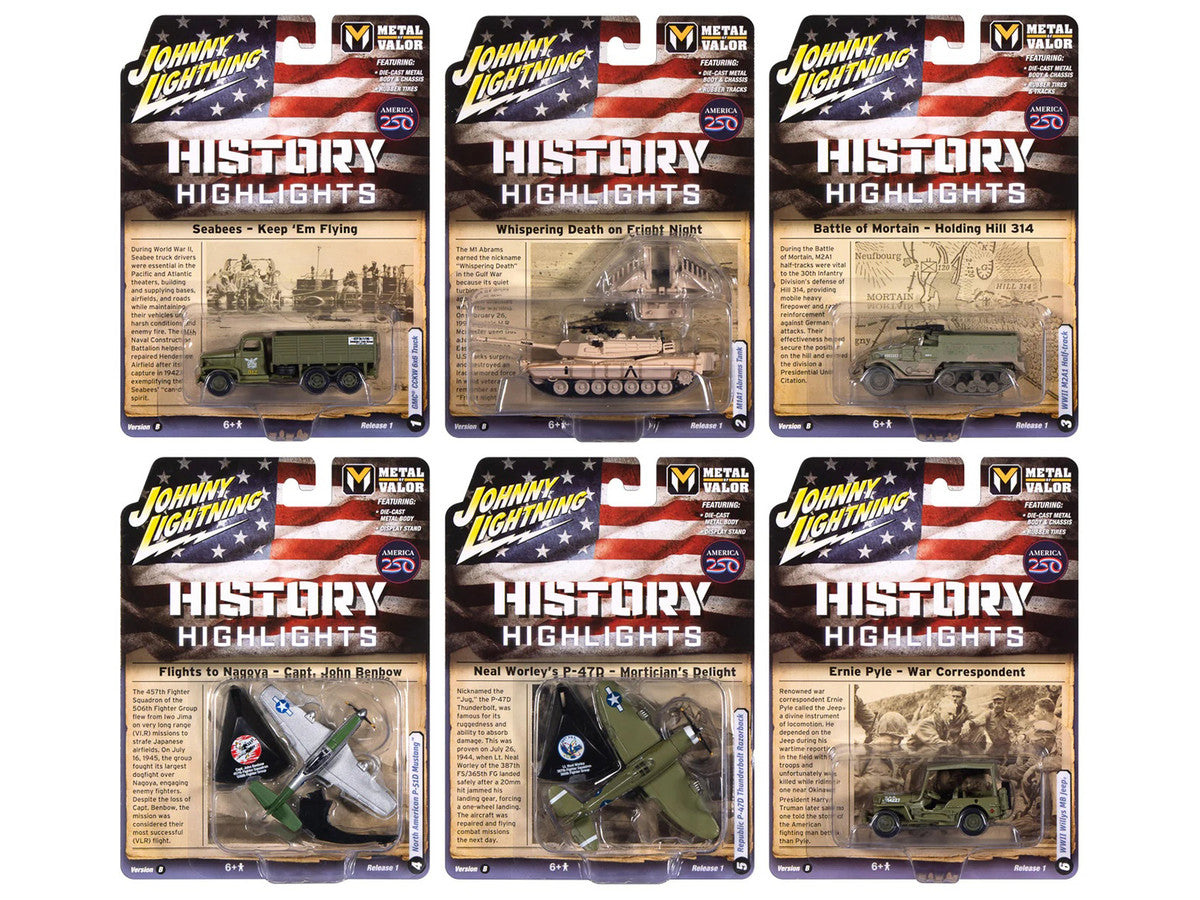 "Military" Set B of 6 pieces 2026 Release 1 Limited Edition 1/64 Diecast Model Cars by Johnny Lightning-0