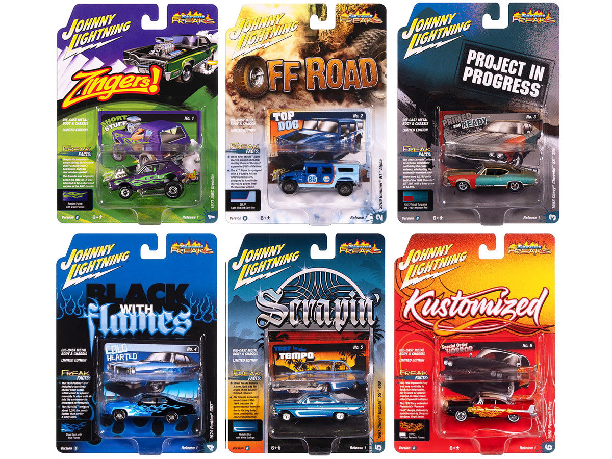 "Street Freaks" 2025 Release 1 Set B of 6 Cars 1/64 Diecast Model Cars by Johnny Lightning-1