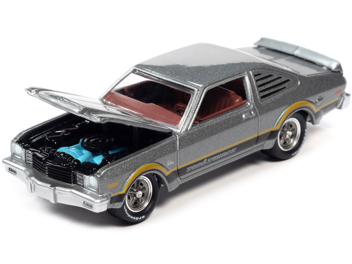 1976 Plymouth Volare Road Runner Silver Cloud Metallic with Stripes "OK Used Cars" Series Limited Edition to 18056 pieces Worldwide 1/64 Diecast Model Car by Johnny Lightning-1