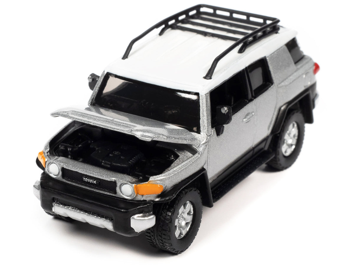 2007 Toyota FJ Cruiser Titanium Silver Metallic with White Top and Roofrack "Classic Gold Collection" Series Limited Edition 1/64 Diecast Model Car by Johnny Lightning-1