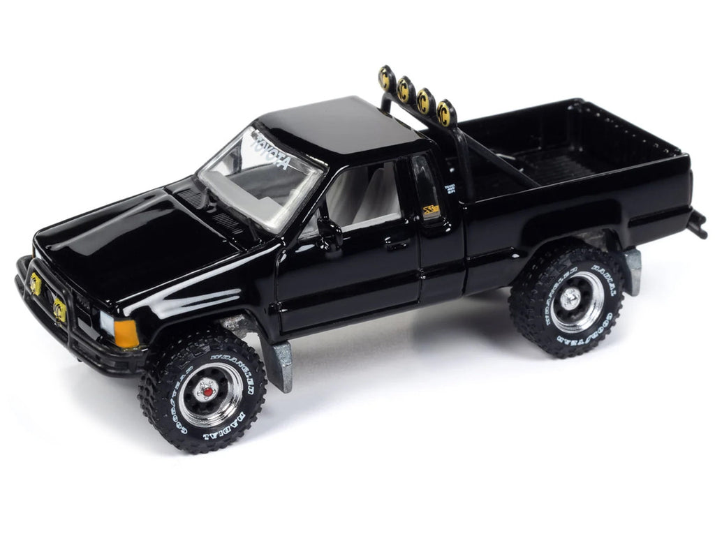 1985 Toyota SR5 Pickup Truck Black "Mystery Matinee" Movie Pop Culture 2024 Release 1 1/64 Diecast Model Car by Johnny Lightning-1
