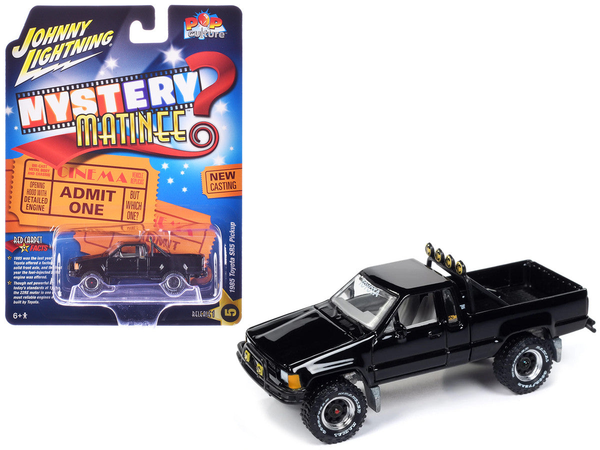 1985 Toyota SR5 Pickup Truck Black "Mystery Matinee" Movie Pop Culture 2024 Release 1 1/64 Diecast Model Car by Johnny Lightning-0