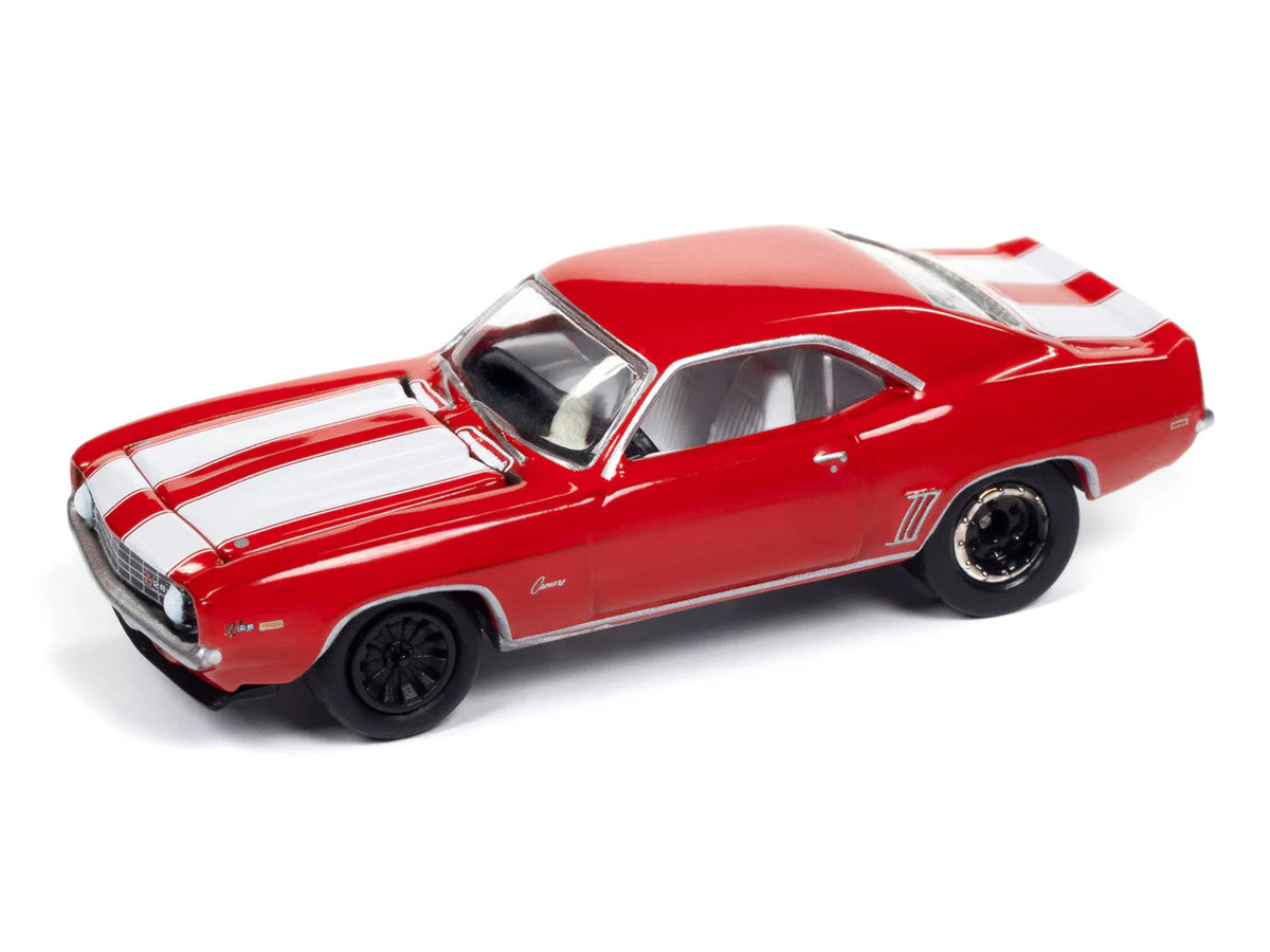 1969 Chevrolet Camaro Z28 Red with White Stripes and Interior "Muscle Cars USA" Series 1/64 Diecast Model Car by Johnny Lightning-1