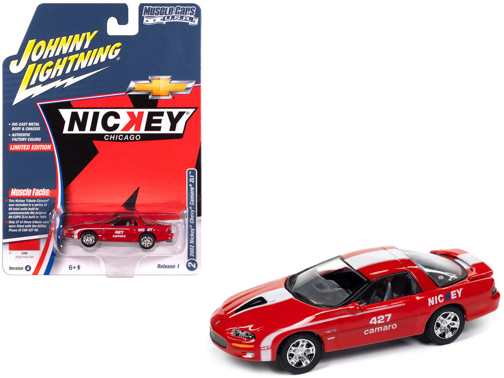2002 Chevrolet Nickey Camaro ZL1 Bright Rally Red with White Stripes "Muscle Cars USA" Series 1/64 Diecast Model Car by Johnny Lightning-2