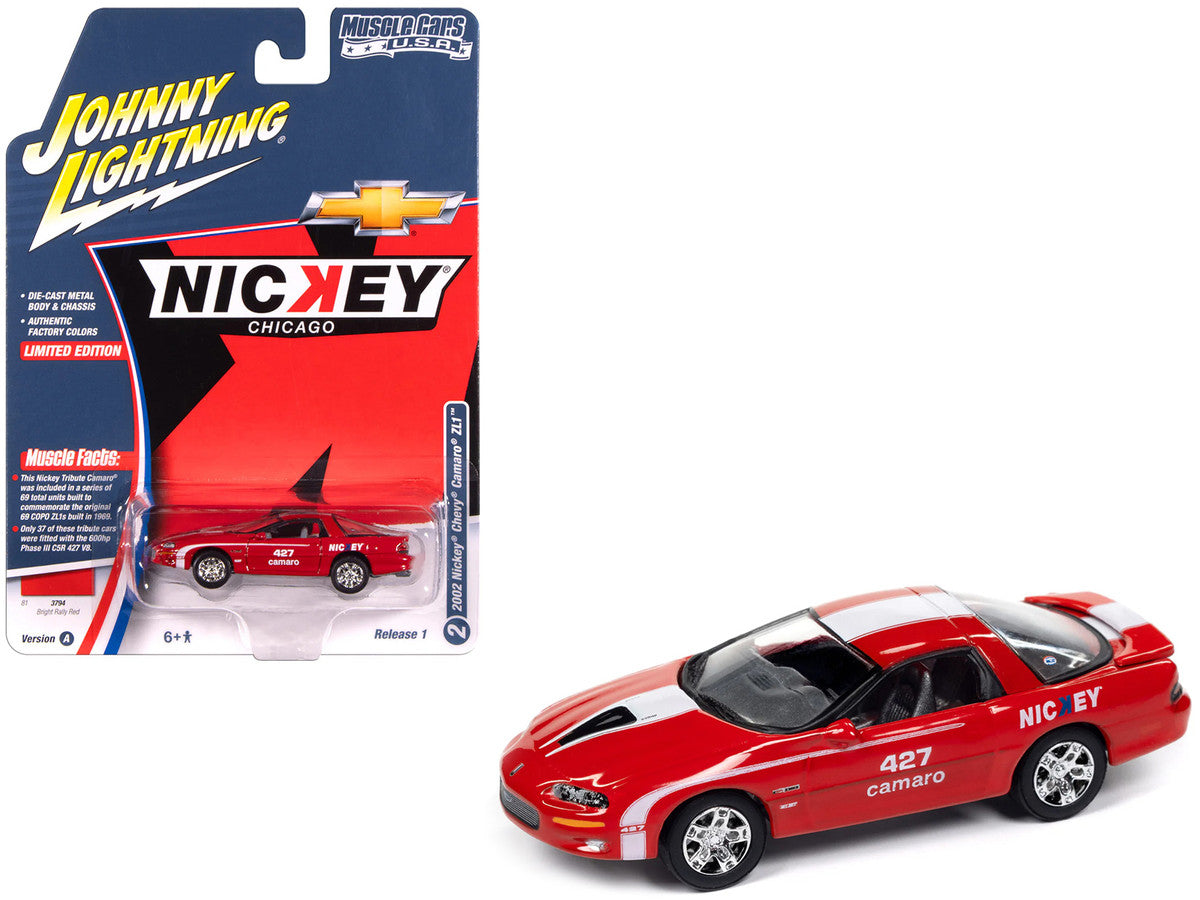 2002 Chevrolet Nickey Camaro ZL1 Bright Rally Red with White Stripes "Muscle Cars USA" Series 1/64 Diecast Model Car by Johnny Lightning-2