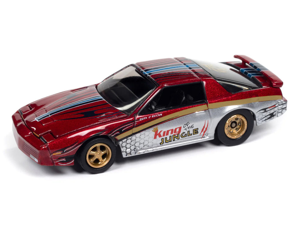 1987 Pontiac Firebird GTA "King of the Jungle" Red and Silver Metallic with Graphics "Muscle Cars USA" Series 1/64 Diecast Model Car by Johnny Lightning-1