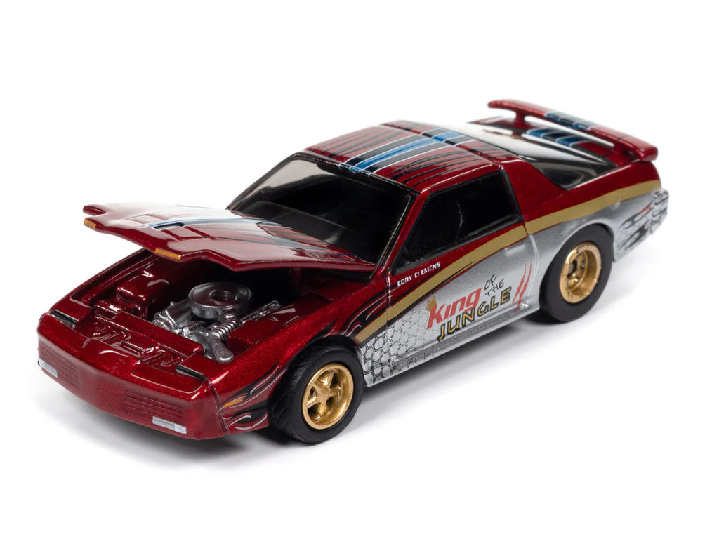 1987 Pontiac Firebird GTA "King of the Jungle" Red and Silver Metallic with Graphics "Muscle Cars USA" Series 1/64 Diecast Model Car by Johnny Lightning-0