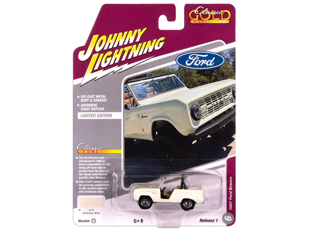 1967 Ford Bronco Wimbledon White "Classic Gold Collection" 1/64 Diecast Model Car by Johnny Lightning-0