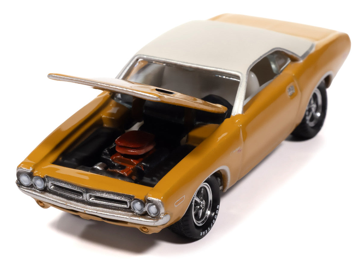 1971 Dodge Challenger R/T Butterscotch with White Top and Interior "Classic Gold Collection" 1/64 Diecast Model Car by Johnny Lightning-2