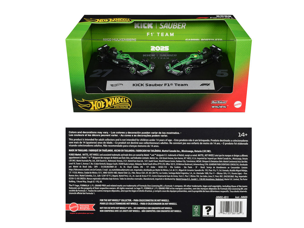 "Kick Sauber F1 Team" Formula One F1 World Championship (2025) 2 Piece Set Diecast Model Cars by Hot Wheels-0