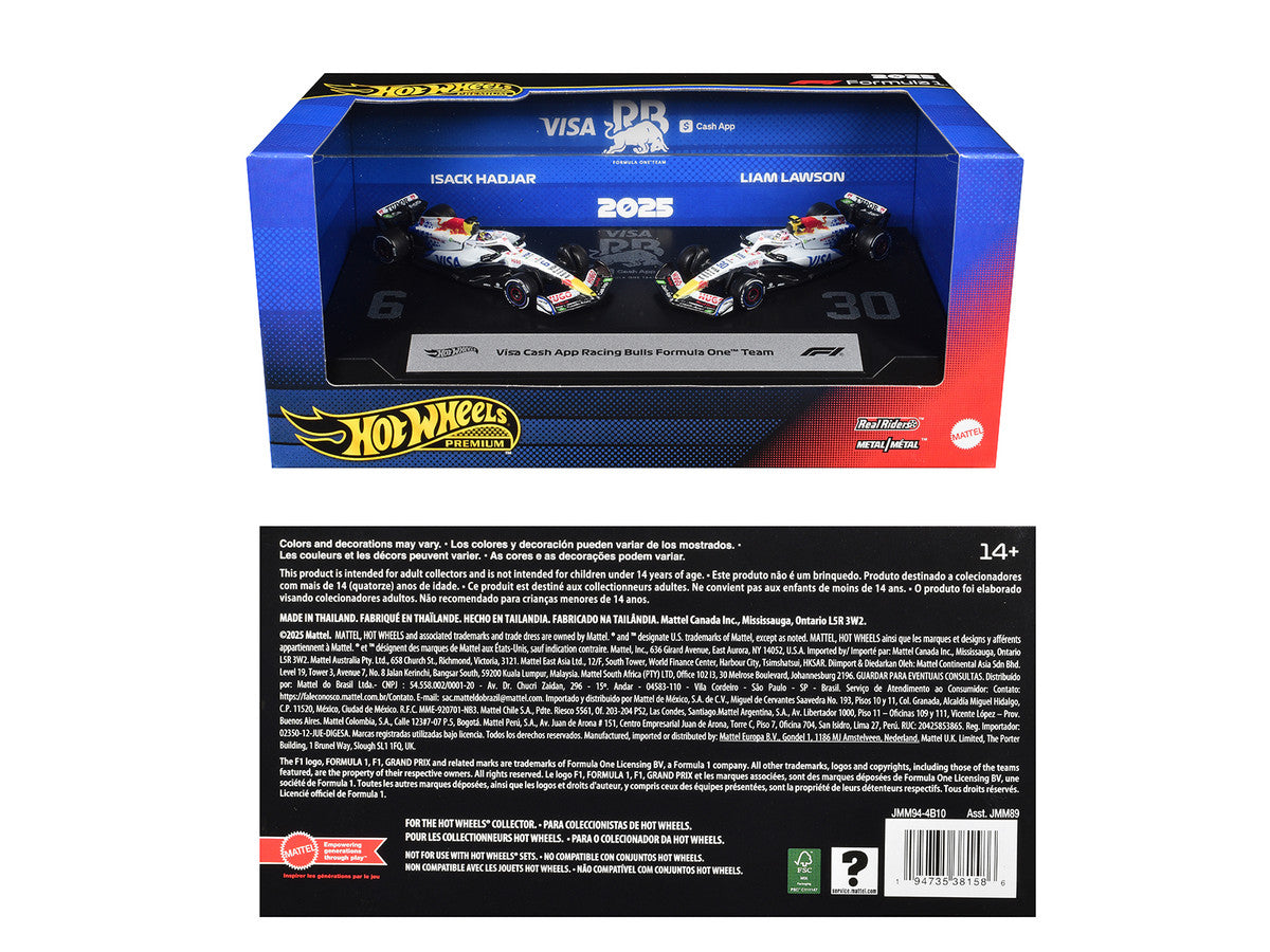 "Visa Cash App Racing Bulls Formula One Team" Formula One F1 World Championship (2025) 2 Piece Set Diecast Model Cars by Hot Wheels-0